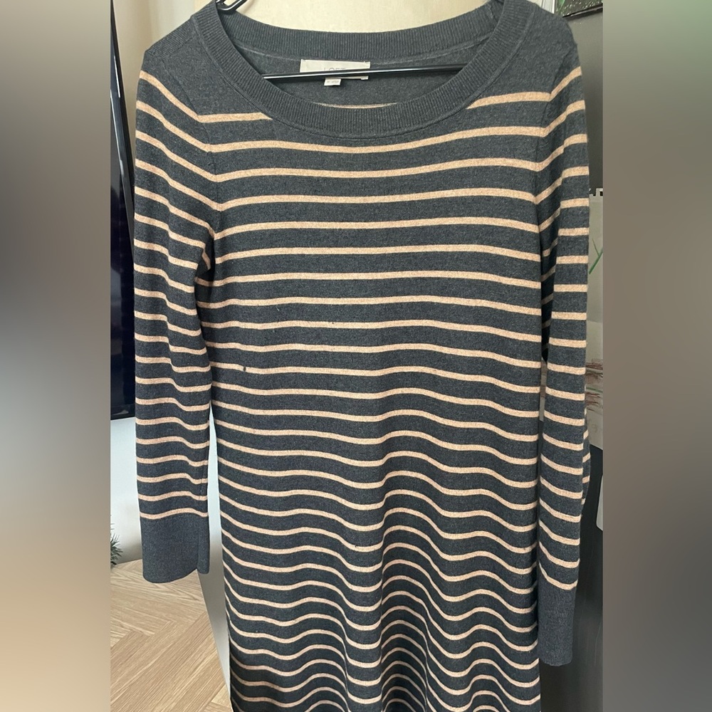 Striped Gray and Cream Sweater